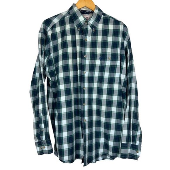 Wrangler Other - Wrangler George Strait Mens L/XL Blue Green Plaid Long Sleeve Button Down Shirt